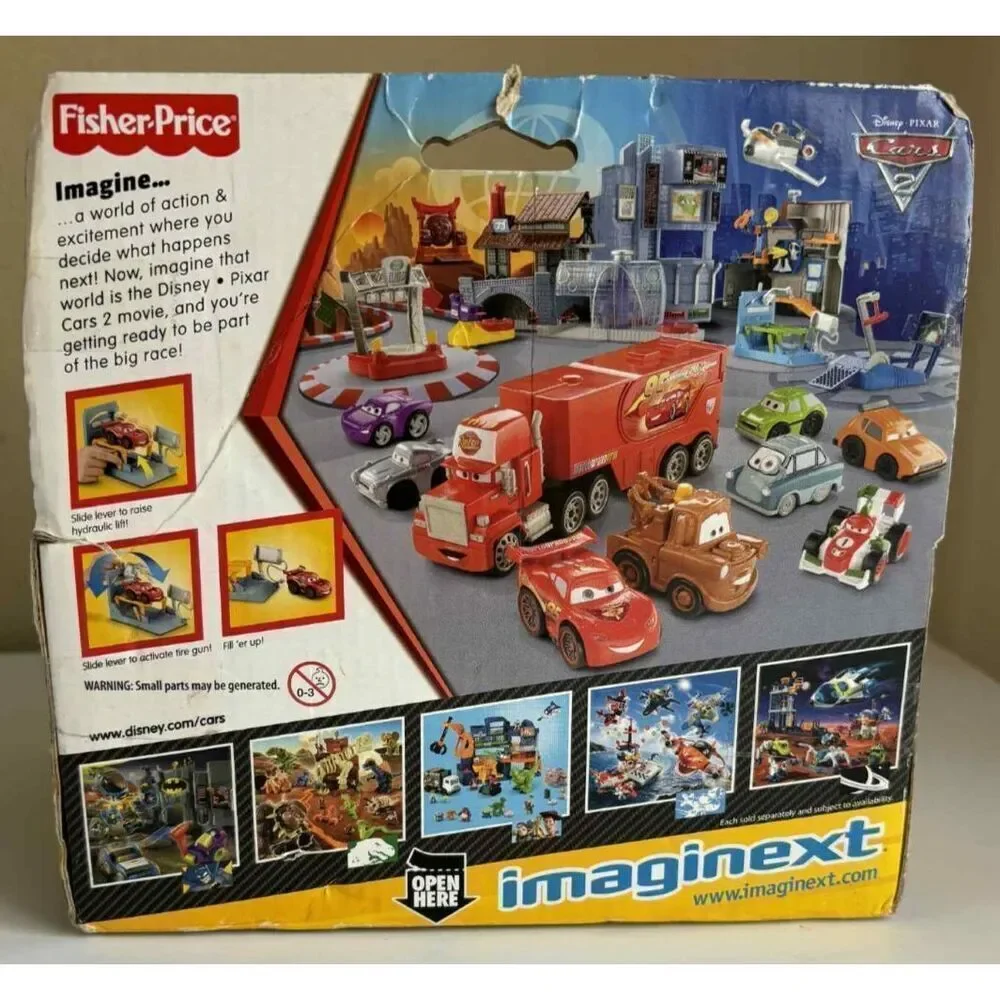 2012 Imaginext Cars 2 Race Around the World Lightning McQueen and Pit Stop